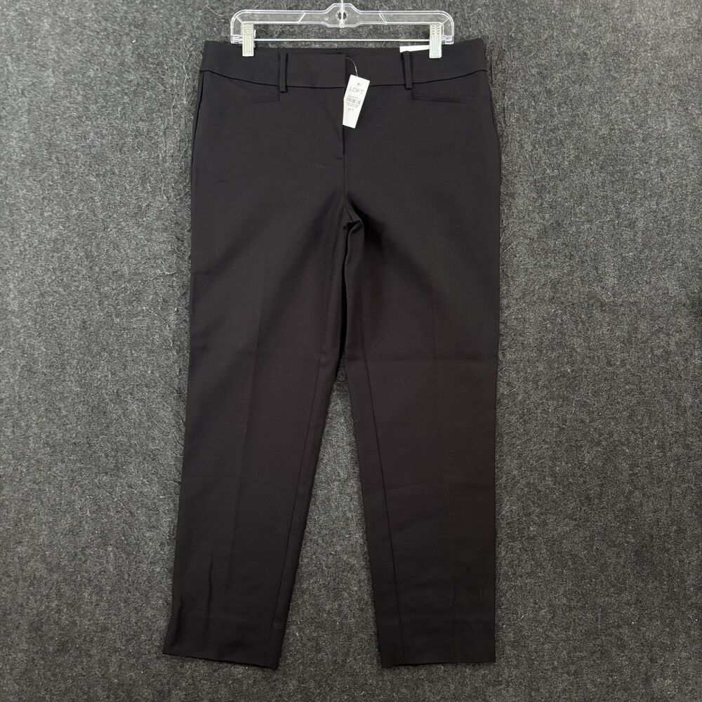 LOFT The Riviera Pants Women's 10 Tall Black Cropped Twill Stretch Slim